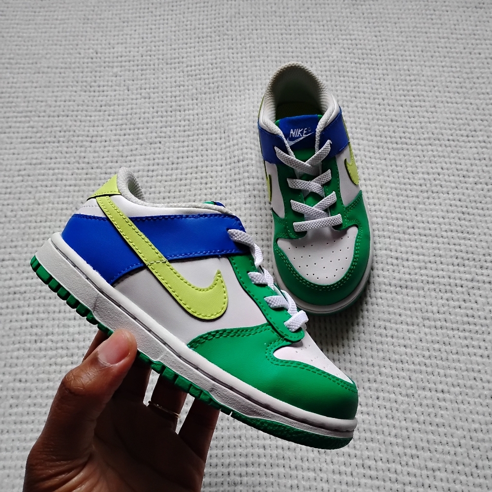 Nike Kids Green and Blue Dunks | size: 9C